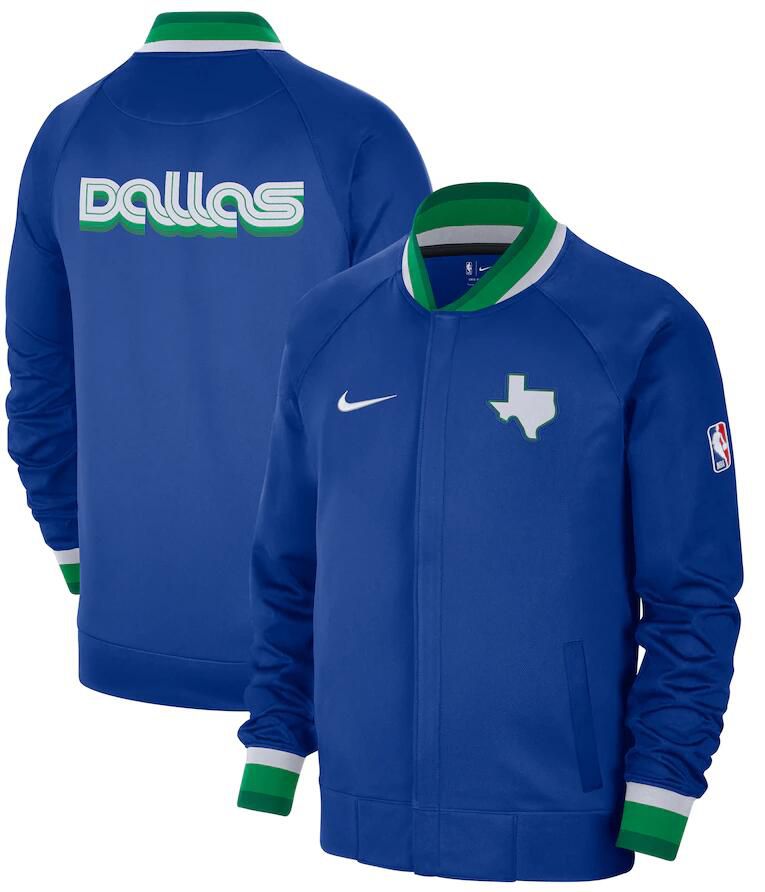 Men Dallas Mavericks Blue Nike City Edition Full Zip Jacket 2023 NBA Jersey->->